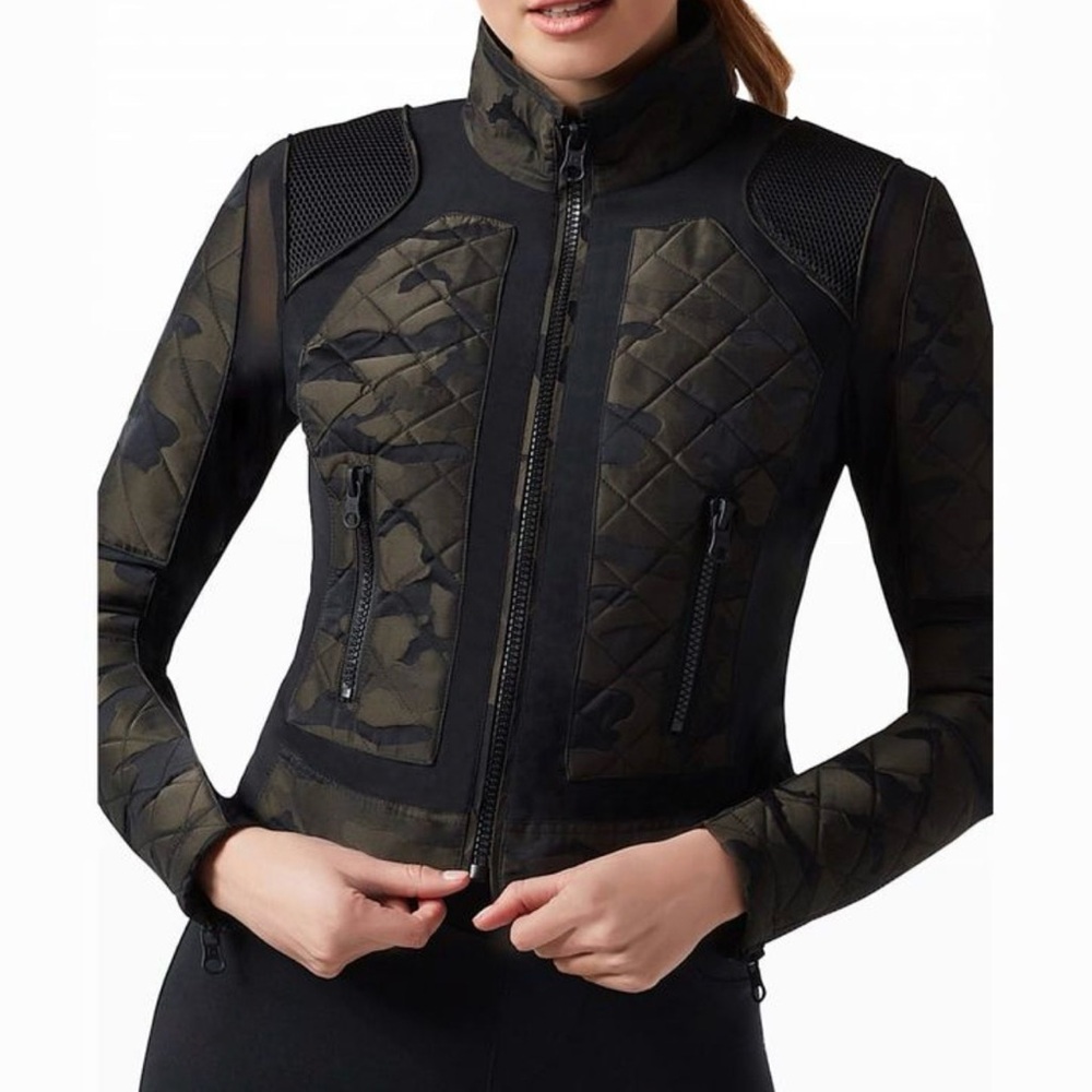 Blanc Noir Quilted Black and Green Utility Jacket-super sexy
